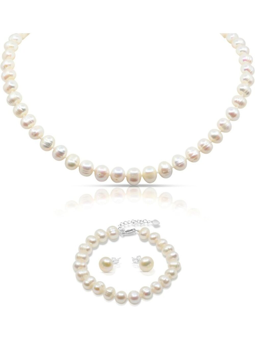 Elegant Freshwater Pearl Jewelry Set - Classic Cream, Black, Pink, Lavender